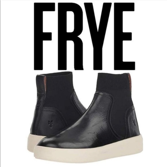 Frye Shoes - Frye Brea Chelsea Black Leather Sneaker Booties
